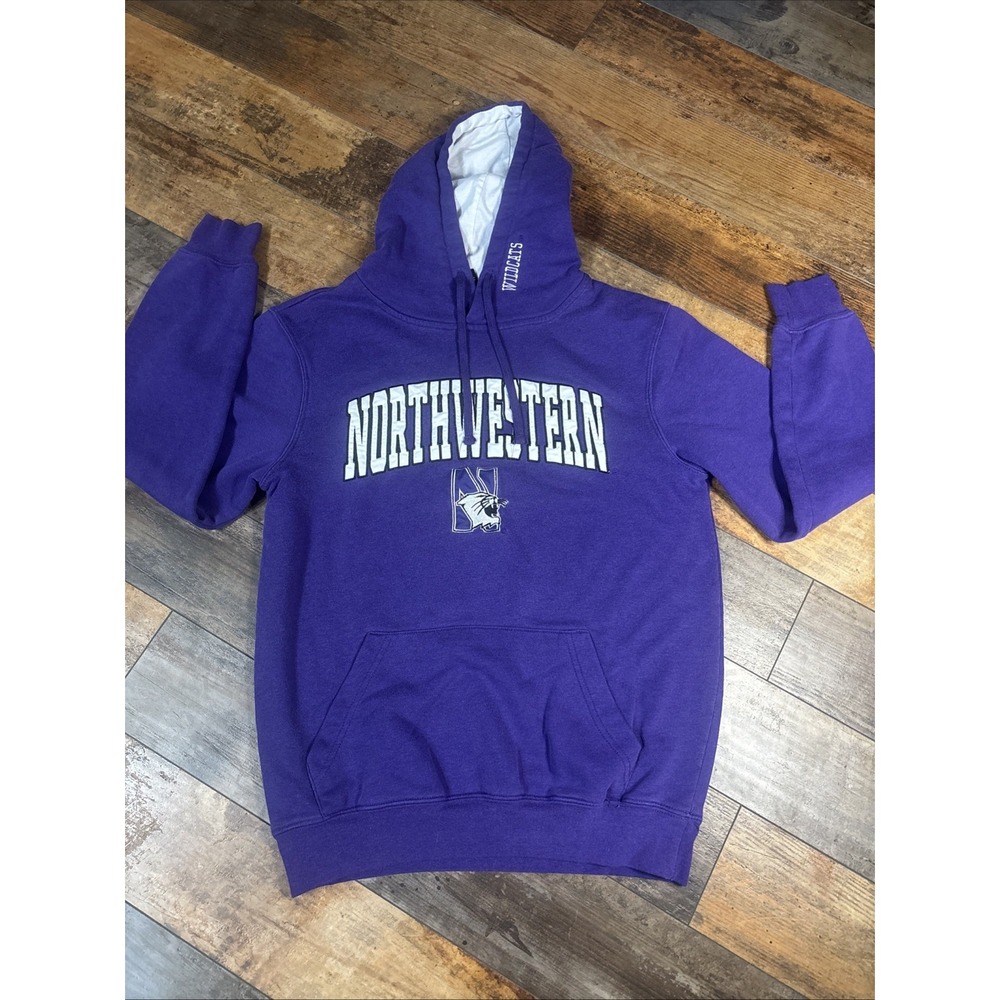 Northwestern Wildcats Sweatshirt Hoodie Mens Small Purple Embroidered Pullover